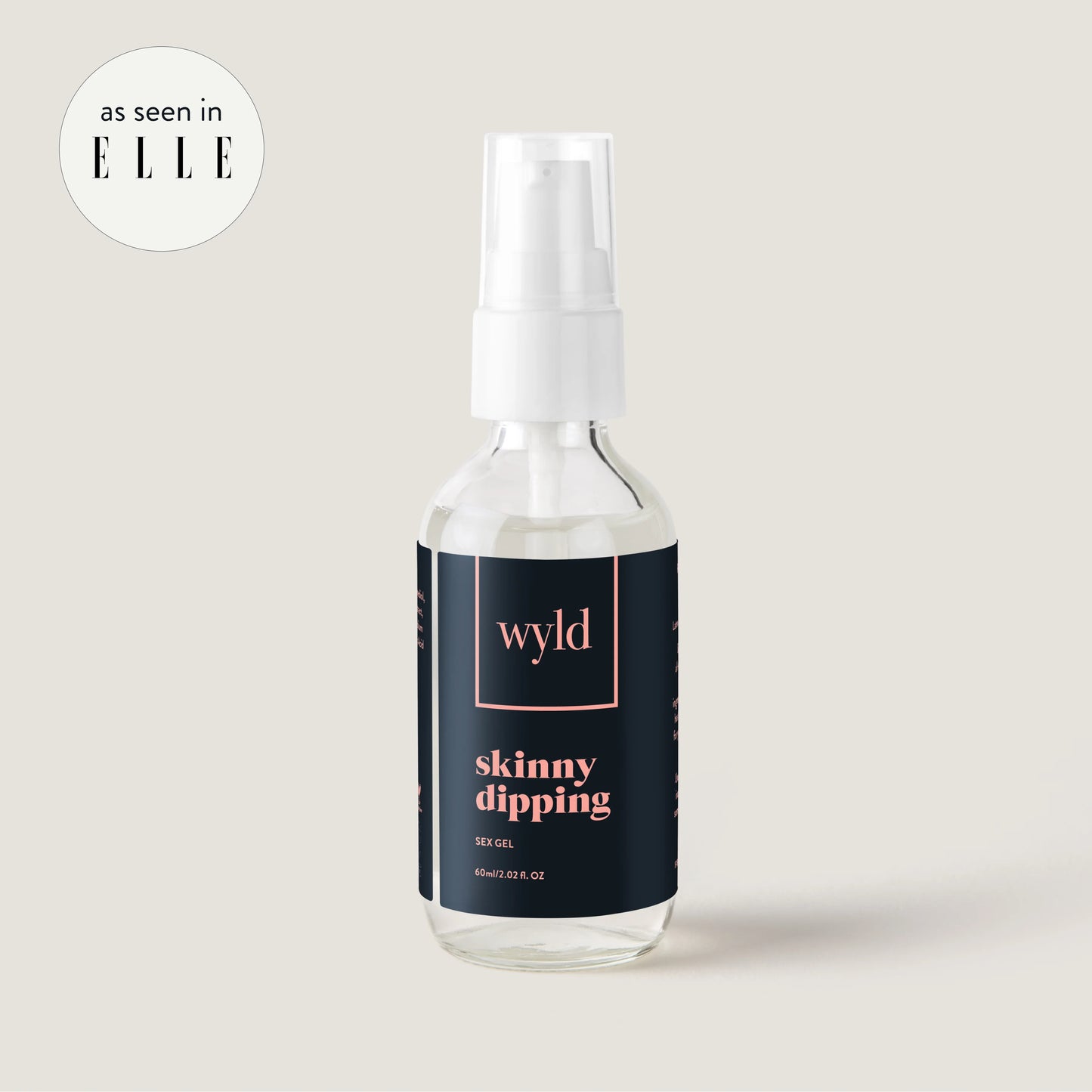 A bottle of Skinny Dipping lubricant by Wyld.
