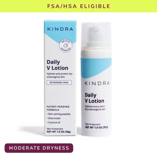 A bottle of Kindra Daily V Lotion
